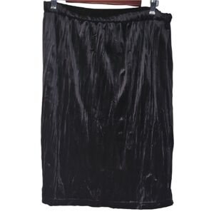 Thyme Maternity Large Adjustable Stretch‎ Black Crushed Velvet Midi Skirt